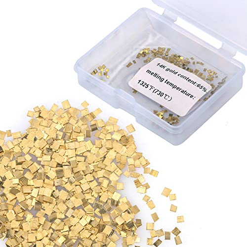 14-karätiges Goldlot, 1x1mm 0,5 Gramm (0,32 DWT) ca. 200 Stück 14-karätiges Goldlot für Schmuck Ultrawinzig Jewelry Solder Chips für Reparatur von Schmuck Elektronisches Lötmittel (E-Lötmittel)