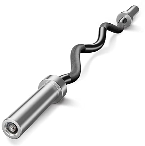 Olympische Langhantel EZ Bar Curlstange 1,2 m/1,5 m/2,1 m für 2 Zoll Hantelscheiben, perfekt für Home Fitness (136 kg/150 kg/181 kg/317,5 kg/453,6 kg/680 kg) (Schwarz, 6,8 kg)