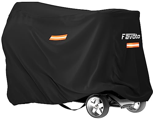 Favoto Waterproof Cover for Mobility Scooter,Heavy Duty 210D Oxford Fabric,Mobility Scooter Cover Waterproof Outdoor,UV Protection for Outside Storage,Windproof Buckle and Elastic Hem,75x24x46