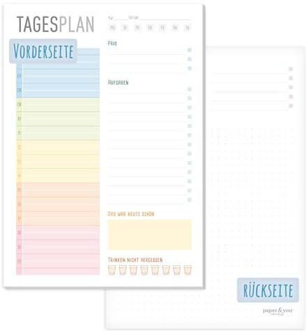 Tagesplaner Block A5 Daily Planner mit To-do-Liste Rainbow | Für klare Tagesplanung: 50 Blatt mit 100g/m²-Papier, Zeitplan, To-do-Liste, Prios, Highlight & Notizfläche