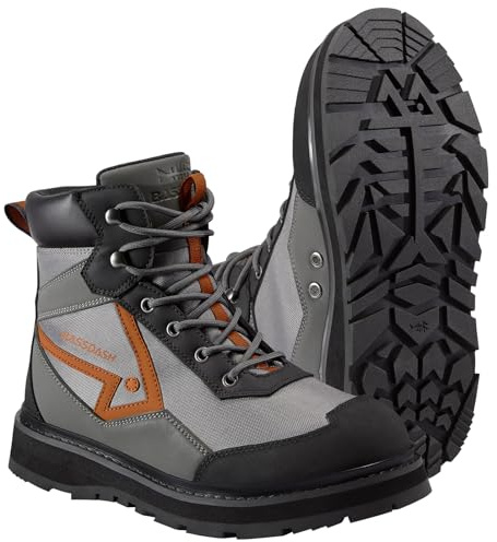 BASSDASH Men’s Wading Boots Lightweight Anti-Slip Rubber Sole Fly Fishing Wading Shoes