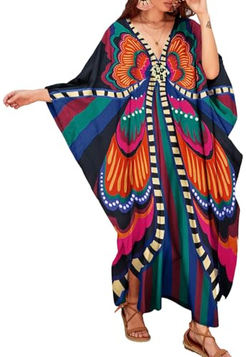 Bsubseach Plus Size Kaftan Abiti Lungo Costume da Bagno Copertura per Le Donne Caftans Loungewear Casual Autunno Vestito Nero