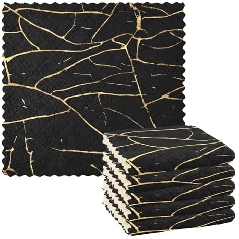 Microfibre Cleaning Cloths Gold Marble Texture Reusable Dish Cloths for Washing Up 6 Pack Swedish Dishcloth Microfibre Cleaning Towels Washable Duster Rags Cloth Home