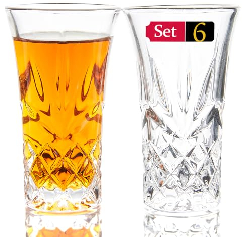 Srgeilzati Juego de vasos de chupito de base pesada | Vasos de puerto de 2 onzas | 60 ml (Juego de 6 unidades)