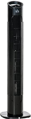HOMCOM Ventilateur colonne moderne, 3 vitesses avec 70° d'oscillation, ventilateur de tour avec base ronde et poignée, puissance 50W, Ø 20 x 78,5 cm, noir