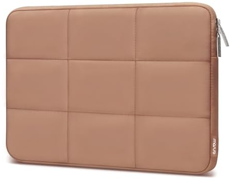MOSISO 13-13,3 Zoll Laptoptasche, 13,3 Zoll Puffy Laptop Hülle Kompatibel mit MacBook Air 13 13,3 13,6/Pro 13/14, HP, Dell, ASUS, Lenovo, Rechteckige Gesteppte Puffer Laptophülle Damen, Braun