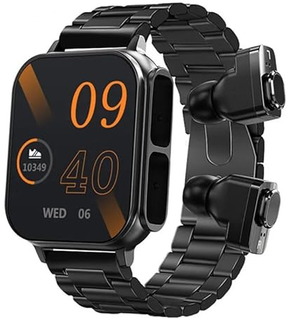 JINSHANGZI Montre intelligente N22 avec écouteurs ENC antibruit écran HD de 4,91 cm TWS écouteurs bracelet de sport pour homme et femme (acier noir)