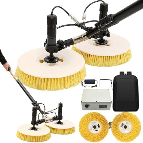 3.5M-7.5M Telescopic Rod Rotary Cleaning Brush, Solar Panel Cleaning Kit, Dry and Water Cleaning Equipment, for Solar Panels, PV Module on Grid, Cleaning Solar Robots,Lithium battery-5.5M