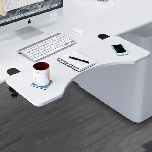 FGDIUCVN 30 * 10 Zoll Faltbare Tastaturablage Ergonomische Schreibtischverlängerung Ablage Klemmtisch Klappbare Tastaturplattform Ellenbogenarmstütze für Computer-Desktop/Weiß/75 * 25 cm (3