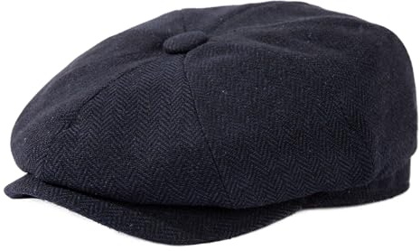 TOP-EX L/XL/XXL Merinowolle Schiebermuetze Herren 8 Panel Peaky Fischgräten Tweed Retro Schiebermütze Schlägermütze Gatsby Cap