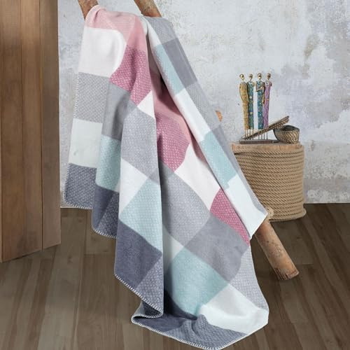sei Design Kuscheldecke 150x200 Fleece Decke zweiseitige Decke mit Herbst Winter Motiven in Erdtönen & Pastellfarben, Weiche Wohndecke für Sofa & Couch (Nordische Eleganz)