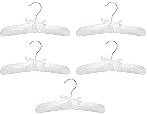 PPcdfre 5Pcs Luxury Satin-Padded Children's Clothes Kids' Cloth Hook Hanger Wardrobe Organiser-White