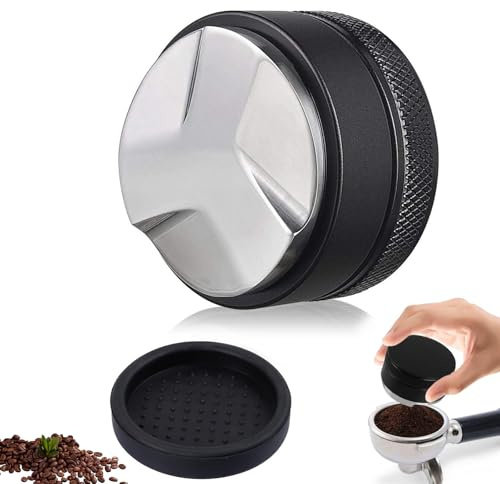 Coffee Accessories, Coffee Distribution Tool, Espresso Leveling Tool | 58mm Stainless Steel Coffee Press Adjustable Depth Simple and Portable Dispenser Tool(with Silicone Round Pad)