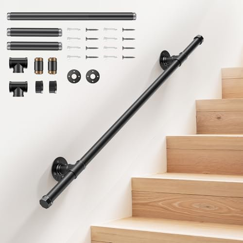 Ringhiera per Scale Interne, 1 Sezione da 1M Corrimano per Scale, Senza Barriere da Mmontare a Parete Antiscivolo e Confortevole per Interni ed Esterni, Passamano Adatto a Bambini, Disabili e Anziani