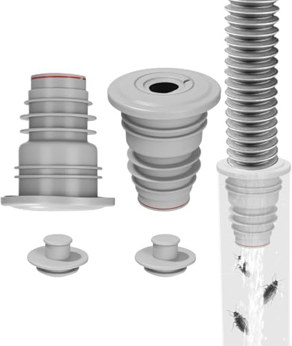 Zofory 2 Stück Waschmaschinen Rohrdichtung, 35-40mm Silikon Abflussrohrdichtung Schlauch mit Magnetschalter Waschmaschinen Rohrdichtung und Silikonstopfen für die Küche Waschmaschinenabflüsse Grau
