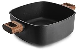 Woll Eco Logic QXR Kasserolle, viereckig mit 2 Holz-Seitengriffen - Induktiv -, 24 cm x 24 cm, 10 cm hoch - Geeignet für alle Herdarten, PFAS-frei, Antihaft-Versiegelung, Aluminiumguss, backofenfest