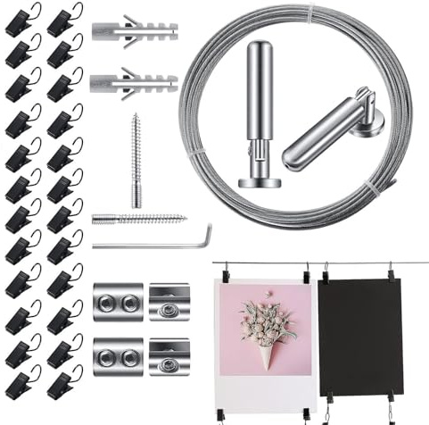 Mihauuke Set Filo Metallico Per ggi, Cavo Foto Con Clip Per E Filo Stendibiancheria, Organizzatore Resistente Per Drappi, Lavoretti Bambini E Foto