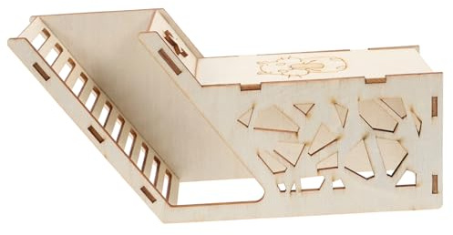 WOONEKY Casa de Madera y Ambiente Seguro para Hámster y Cobayas con Diseño Intrincado Rampa para Ejercicio para Mascotas Pequeñas