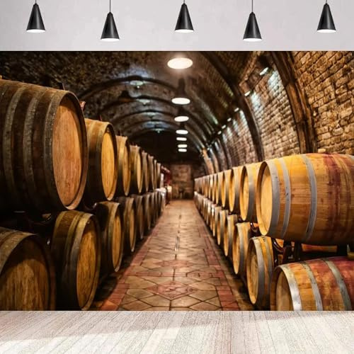 Toile de Fond pour Photographie de Cave à vin souterraine, tonneaux en Bois rustiques, Cave à vin, Salle de Stockage, Bar, Club, bannière Murale 180X120cm