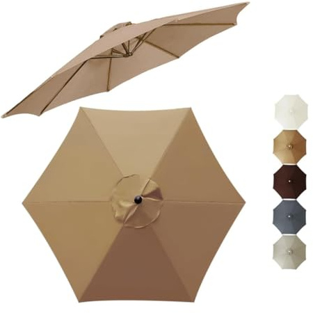 Parasole di ricambio per ombrellone, 8 stecche, per giardino, prato, terrazza e piscina sul retro, in tessuto adatto per tutti gli ombrelli