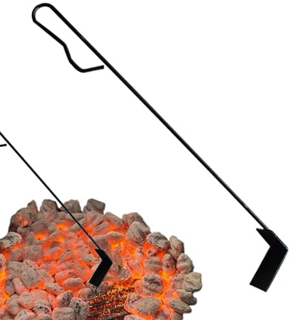 Kaminkohlerechen – robuster Ascheschaber aus Edelstahl im Schürhaken-Design, längliches Werkzeug zum Entfernen der Asche BBQ Feuerstellen Pizzaofen Wasserkocher Räuchereien Grillen Party Back