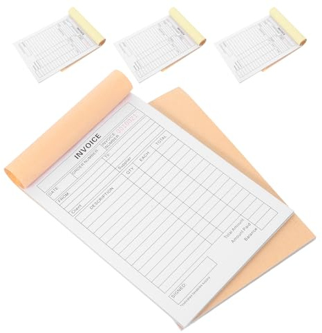 DIYEAH 5 Stück Rechnungsbuch 3 teilig 60 Seiten Selbstkopierend Spezialpapier für Kleinunternehmen und Home Business im Büroalltag
