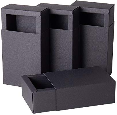 ECREAT 20 Pack Kraftpapier Schublade Box, Festival Geschenkverpackung | 112 x 82 x 42mm schwarz Geschenkbox Für Kasten Seife Weihnachten, Halloween, Gastgeschenke, schwarz Schubladenboxen