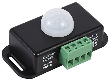 Garosa Interruttore con Sensore di Movimento PIR 12V/24V, Rilevatore Infrarosso per Illuminazione Automatica LED, Interruttore Crepuscolare per Sicurezza Casa