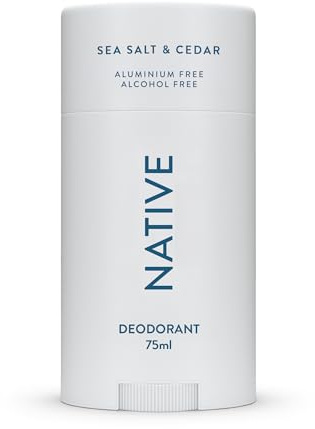 Native Deodorant Womens & Men - Alcohol & Aluminium Free - Salt & Cedar Scent - Naturally Derived with Shea Butter, Coconut Oil & Baking Soda - 72 Hour Odor Control (75ml)