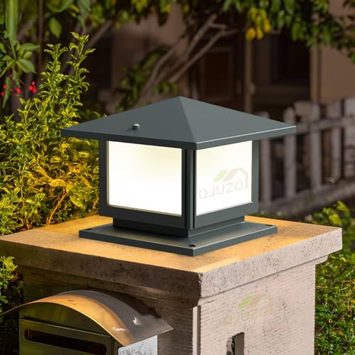 FREEDL 12W LED Lampioni da Giardino Esterno Vintage Lampione da Giardino con 3 Colore Grigio Antico Rustico Lampioncino Lampade da Giardino Classico Quadrato Lampada con Base da Esterno