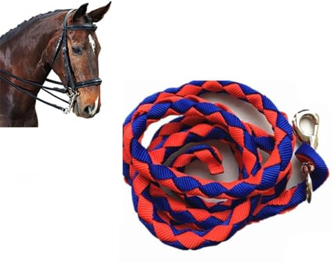 Reitführungsseil, 1 Stück, für Reisen, stabiles Feld, starke Baumwolle, 2 m, einfache Clip-Haken, Rot und Blau, 3 m