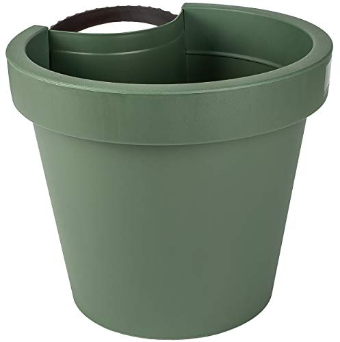 alles-meine.de GmbH Blumentöpfe - Modell & Farbwahl - 3 Stück Rohr & Stangen - Blumenkästen - grün - dunkelgrün Oliv - RUND - 24 cm - Regenrohr/Fallrohr - Pflanzgefäß - Gelän..
