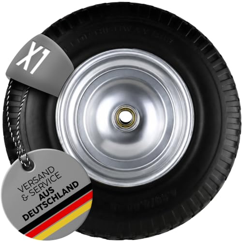 FROSAL PU Schubkarrenrad 400 (380) mm pannensicher| Rad Vollgummi Schubkarre | Ersatzrad 4.80/4.00-8 Stahlfelge silber | Reifen 100 mm Breite