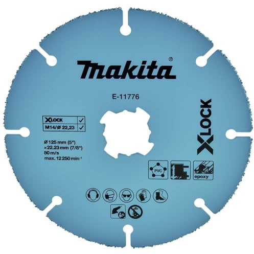 Makita E-11776 X-LOCK Trennscheibe universal 125 x 2,0 mm, 1 Stück, für bspw. Kunststoff, Gipskarton, Holz mit Nagelrückständen, passend für alle 125 mm X-LOCK Winkelschleifer