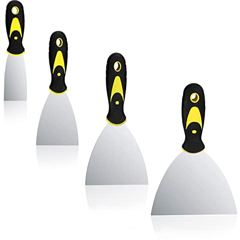 Spatole, set di 4 Spatole in Acciaio Inossidabile, 40 mm, 75 mm, 100 mm, 150 mm, per Riempire o Raschiare la Vernice