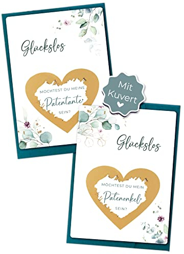 Joli Coon 2 Rubbelkarten Set - Patenonkel und Patentante fragen mit Kuverts