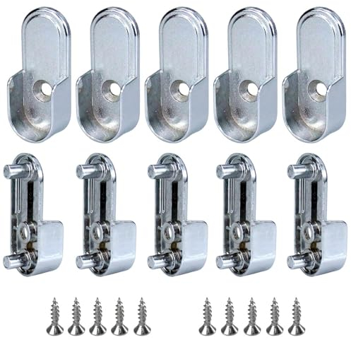 Taiyyi 10 Stücke Kleiderstangenhalter Kleiderstange Halterung mit Schrauben Metall Oval Kleiderstangenhalter Stangenhalterung für Schrankrohraufhänger Kleidung Rutenhalter