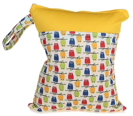 SHTGOI 30*36cm Nasstasche Wetbag Organiser Beutel Wiederverwendbare Wet Bag Wasserdicht Stoffwindeln Nasstaschen Windeltasche Doppeltem Reißverschluss for Babies Swimming Camping Travel Farbige Katze