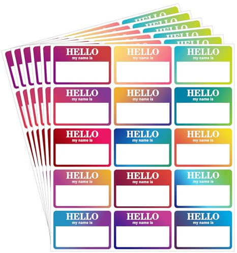360 Stück Namensschilder Aufkleber, 15 Farben Selbstklebende Namensschilder Hello My Name is Stickers(77mm x 52mm), Namensaufkleber für Meeting, Büro, Party, Klassenzimmer