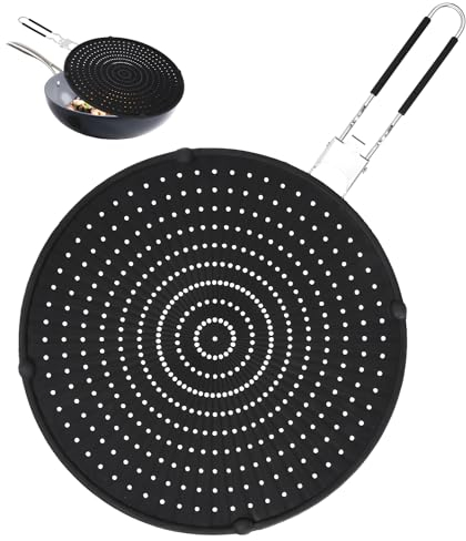 Huifoo Sartenes de silicona con protección contra salpicaduras, 32 cm, con mango plegable, protección contra salpicaduras universal, protección contra salpicaduras para sartenes, protección contra, LYB125