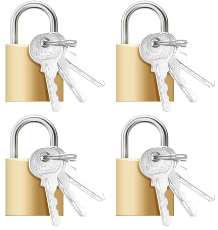 4 lucchetti da 25 mm con 12 chiavi, resistenti alle intemperie, in metallo, antiladro, serratura di sicurezza per armadietti, valigie, garage