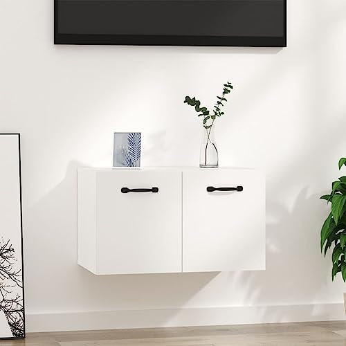 Gecheer Wandschrank Schwebeschrank Hängeschrank TV-Schrank WandHängeschrank Küchenschrank Aufbewahrungsschrank Badschrank 80 x 35 x 36,5 cm (B x T x H) Holzwerkstoff Hochglanz-Weiß