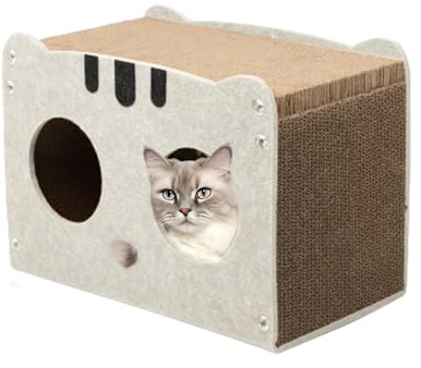 Kratzmöbel für Katzen, Kratzmatte, Katzenspielzeug, Kratzmöbel, Abnehmbarer Kratzkasten aus gewelltem Karton für Katzen, gewellter Karton, Katzenspielzeug