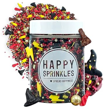 Happy Sprinkles WORLD OF MAGIC - Zauber Streusel Torten Cupcake Deko - 90g | Streuselmix mit Schokolade & Zauberer Motiven, für Torten, Cupcakes & Kekse, ideal für Kindergeburtstage & Mottopartys