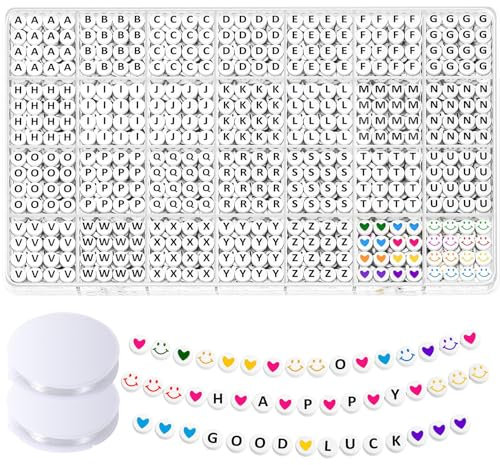 zrfgbxim 1400 STK Buchstabenperlen zum Auffädeln, A-Z Buchstaben Perlen für Armbänder Buchstaben, Runde Alphabet Perlen Set mit bunte Acrylperlen für Armbänder Halsketten Schmuck Bastelset