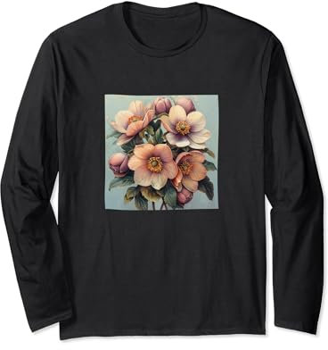 Hellebore Bouquet floral Couleurs pastel Graphique Manche Longue