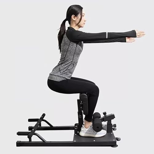 Tdfersasdw Sissy-Squat-Maschine, verstellbare, gepolsterte Liegestützbank mit tiefen Beinen, mit Schutzschaum und Rädern, Trainingsgerät für das Fitnessstudio zu Hause,Schwarz