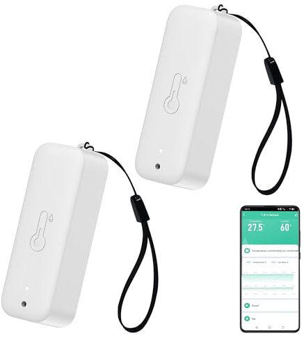 PHOVOLT Lot de 2 thermomètres hygromètre WiFi - Capteur de température et d'humidité sans fil pour l'intérieur et l'extérieur - Avec notification d'application à distance - Pour serres et maisons -