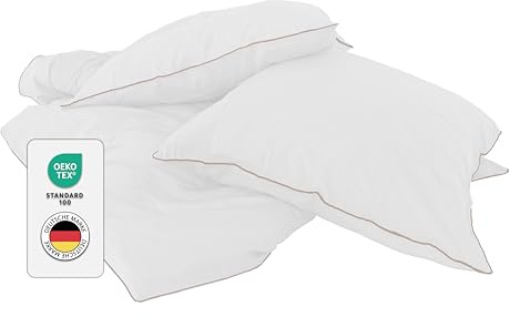 jilda-tex Luxus Premium-Bettwäsche aus Eukalyptus 100% Lyocell Tencel Zertifiziert besonders nachhaltig (Weiß, 2 TLG. 155x220cm / 40x80cm)
