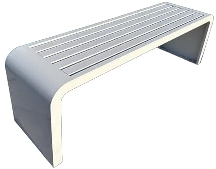 Gartenbank Metall Wetterfest Modern aus Verzinktem Stahl Gartenbank Ohne Lehne für Terrasse, Balkon und Garten(White,120 * 40 * 45cm)